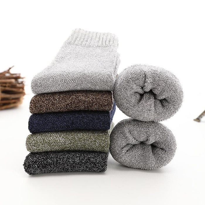 5 Pairs Thicken Wool Socks Men High Quality Towel Keep Warm Winter Socks