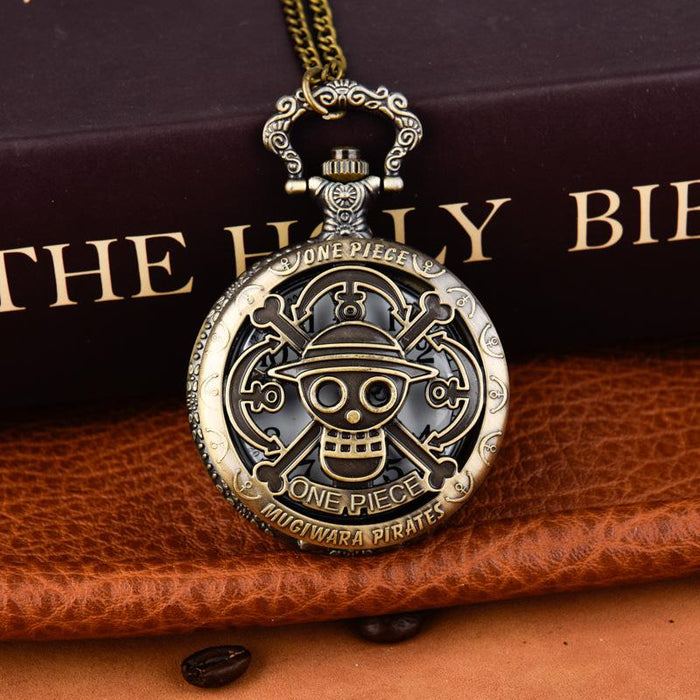 Large Thick Chain Pirate King Hollow Anchor Pocket Watch Llz23731