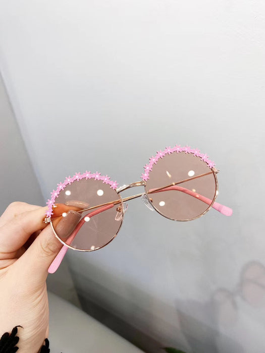 Metallic texture of children's flower Sunglasses