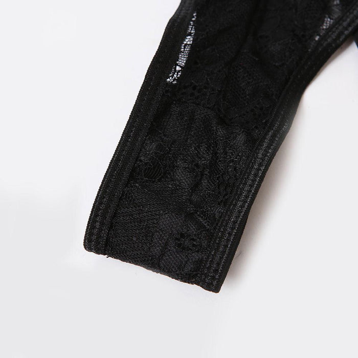 Sexy Eyelashes Lace Underwear Three-piece Set for Women