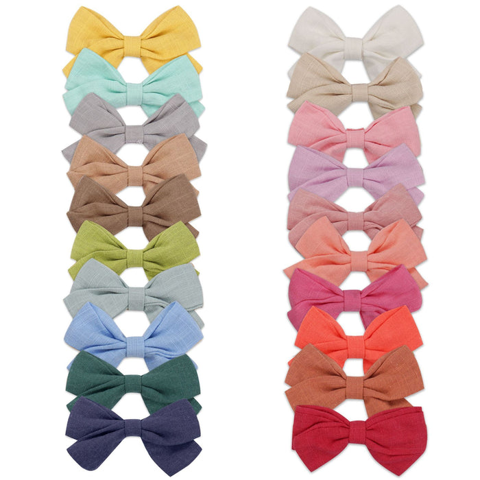 Slub cotton and linen bow hairpin