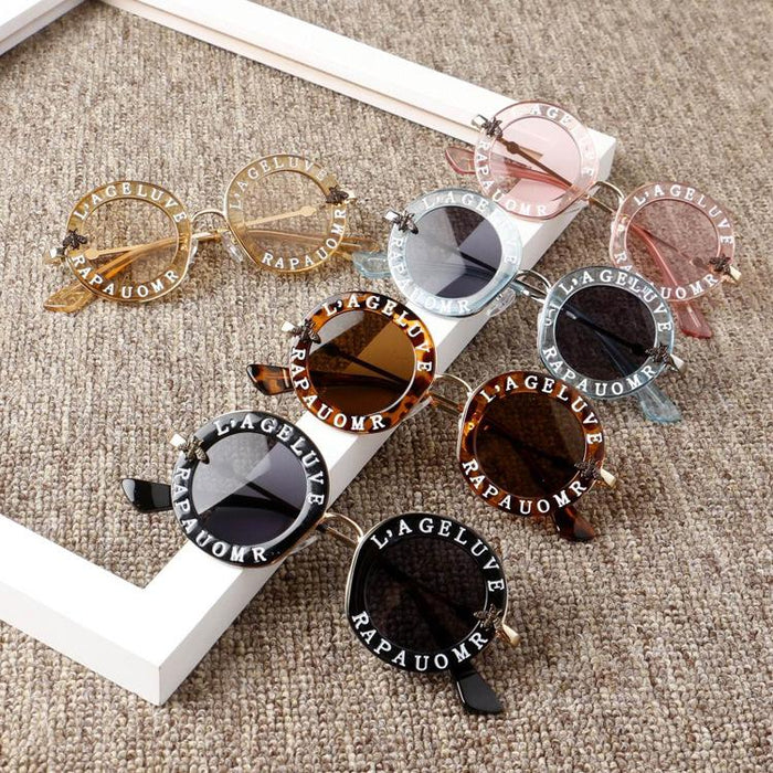Children's letters Sunglasses round frame Retro