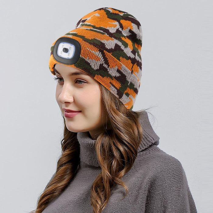 Rechargeable Usb Led Light Keep Warm Beanie