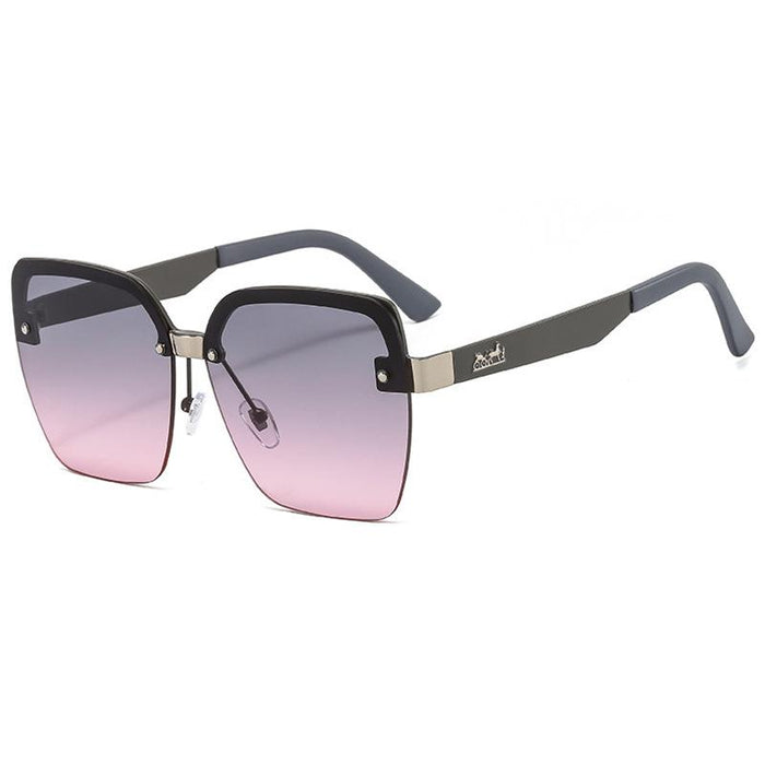 Metal ocean color half frame sunglasses