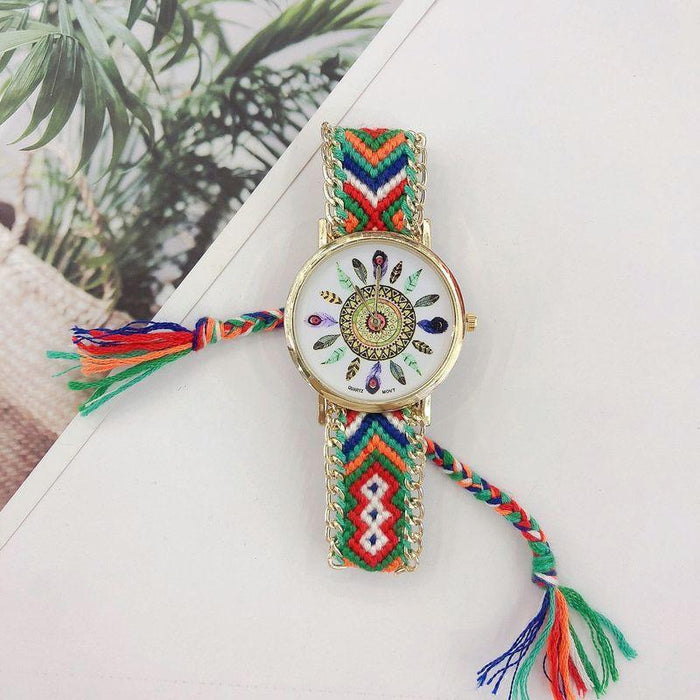 National DIY Woven Bracelet Wool Watch Bohemian Style Women's Watch Quartz Retro