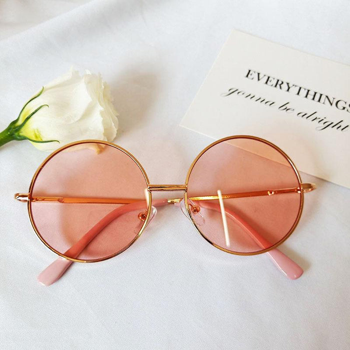 Simple Round Frame Retro Color Lens Children's Sunglasses