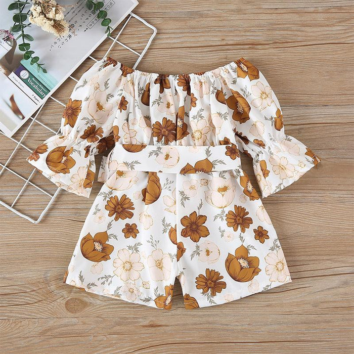 Baby Girls' Printed Short Sleeved Jumpsuit