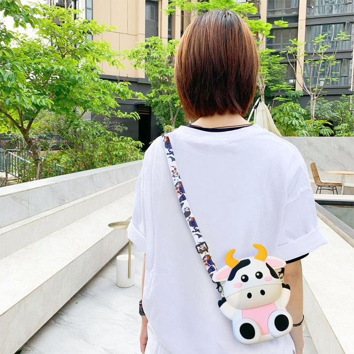 Cartoon Diagonal Bag Cow Backpack Silicone Coin Purse