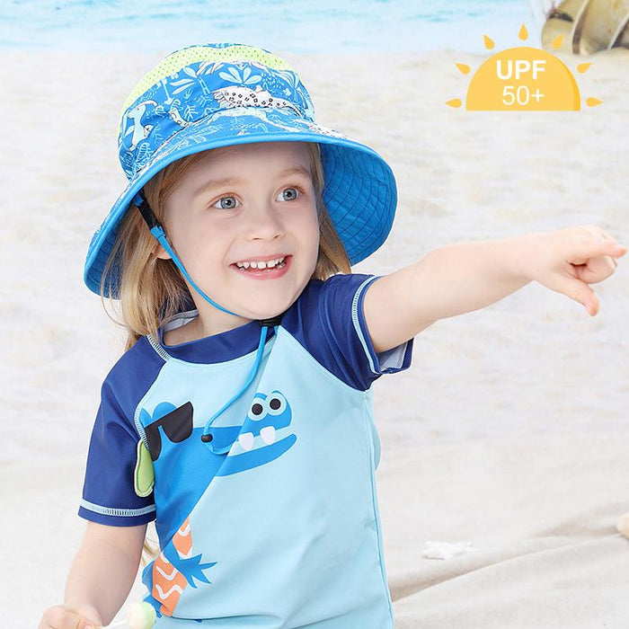 Children's Printed Dinosaur Uv50 + Outdoor Sunshade Shawl Hat