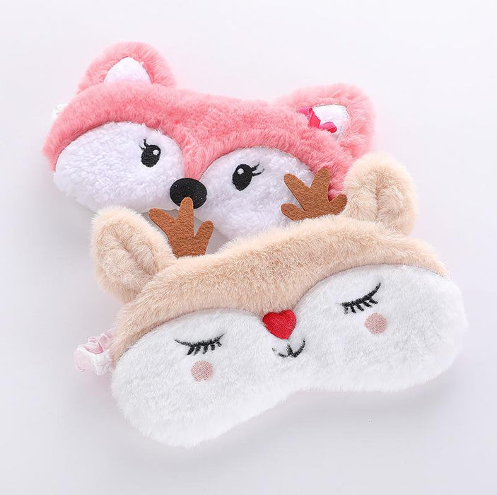 Cartoon Cute Embroidered Elk Fox Shade Blindfold Eye Mask