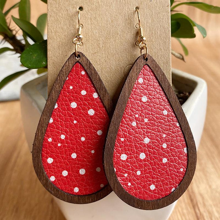 Fashion Vintage Plaid Snowflake Drop Shape Women's Wooden Earrings