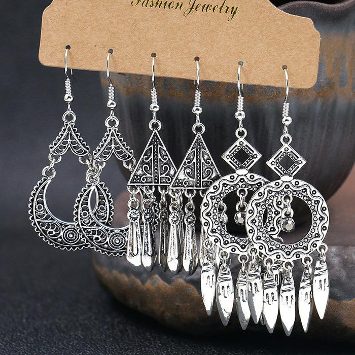 Boho Chic Vintage Matte Metal Earrings