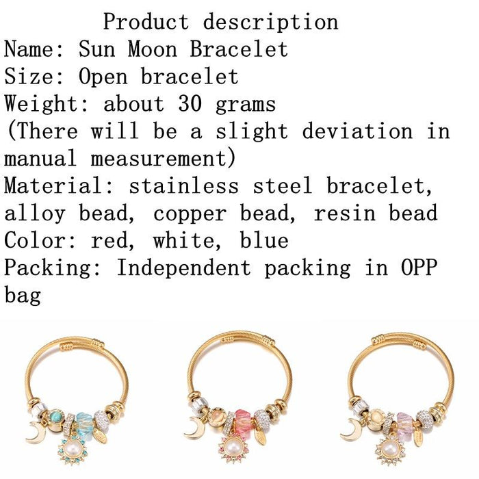 Bright Sun Flower Moon Pendant KC Gold Bracelet