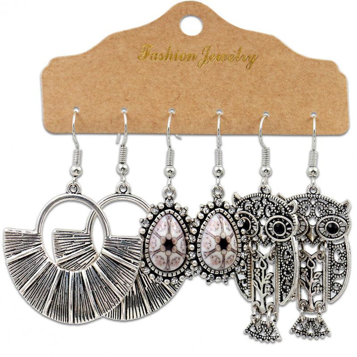 Fashion Owl Wings Earrings Set