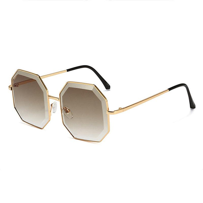 Irregular trimming large frame metal sunglasses