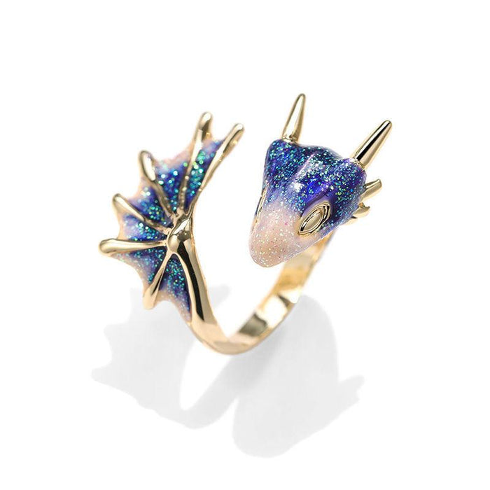 Women's Adjustable Star Blue Dragon Opening Ring