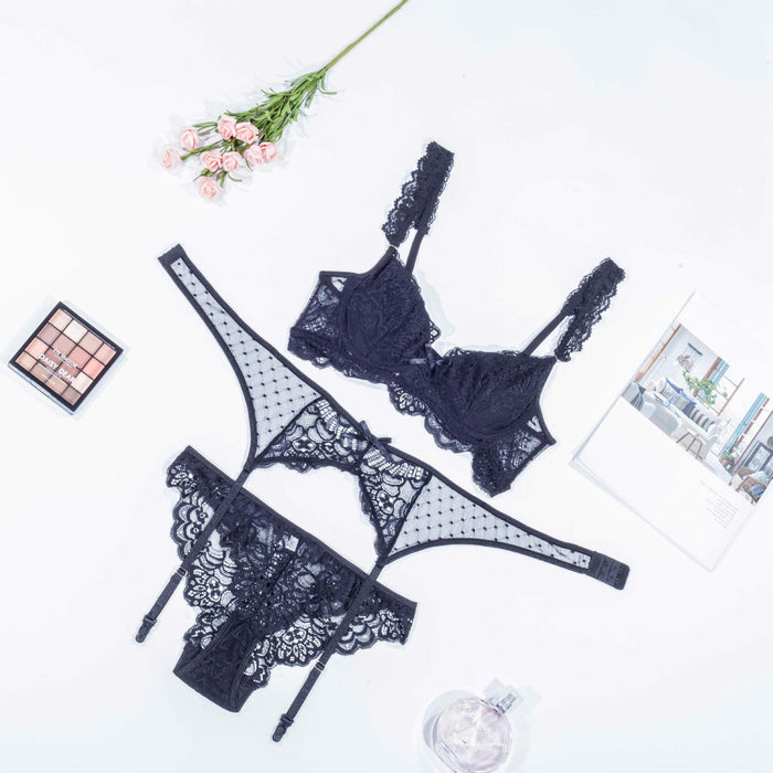 Sexy Lingerie Women eyelash Lace Underwear Set