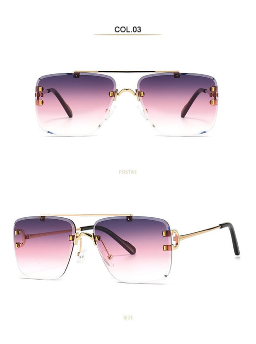 Men's and women's square metal double beam Sunglasses