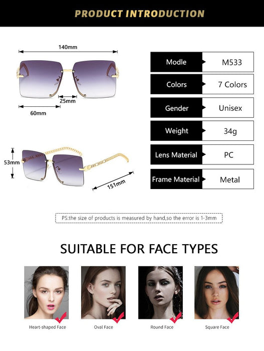 Sunglasses Women's square metal half frame sunglasses