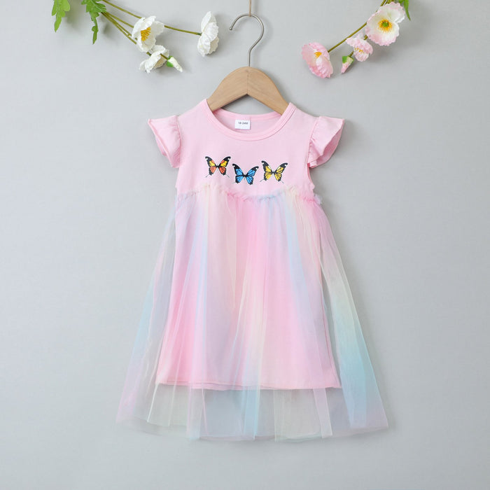 Solid Butterfly Dress rainbow mesh skirt