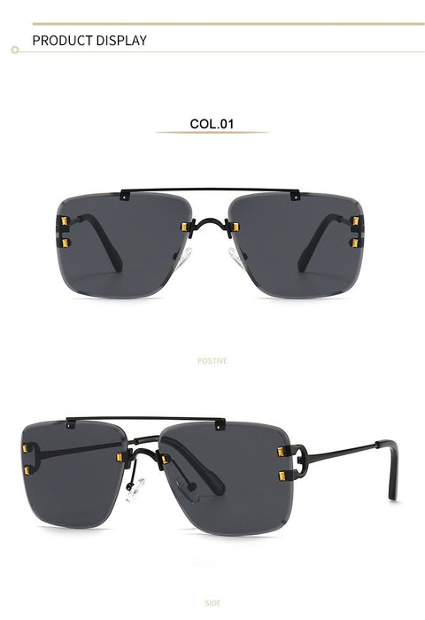Men's and women's square metal double beam Sunglasses