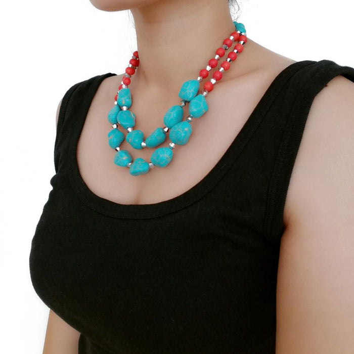 Women's Jewelry Turquoise Exaggerated Retro Necklace Accessories