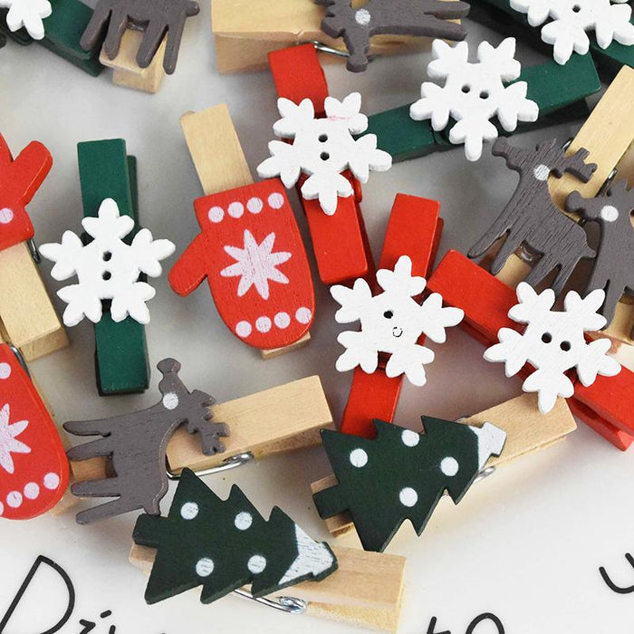 20Pcs/Lot Christmas Tree Elk Goves Wood Clips