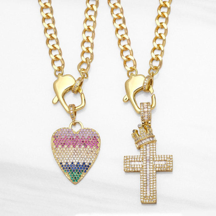 Fashion New Crown Cross Pendant Love Necklace