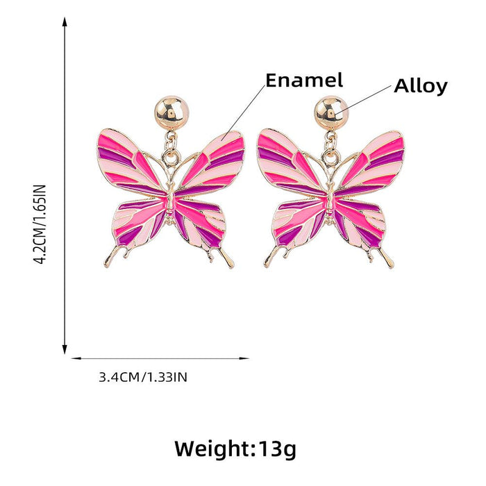 New Bohemian Style Butterfly Oil Dropping Earrings