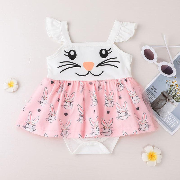 Baby Girls Cute Bunny Sling Jumpsuit