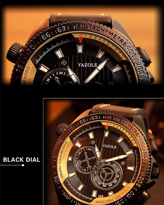 Yazole Luxury Brand Quartz Clock Fashion Leather Belts Watch Sports Wristwatch