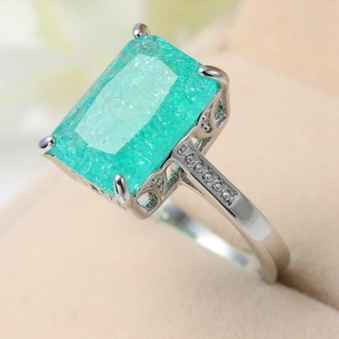 Fashion Women Princess Green Zircon Wedding Rings