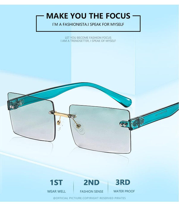 Square frameless colour candy Sunglasses