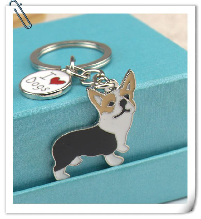 Multicolor Pet Dog Painted Zinc Alloy Keychain