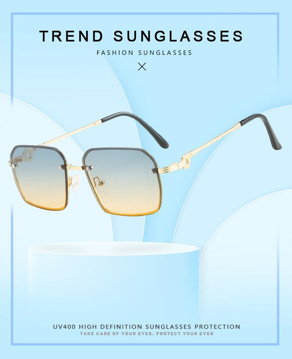 Square small frame Vintage Metal Sunglasses