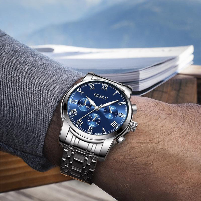 Business Watch Men Steel Metal Band Quartz Wristwatch