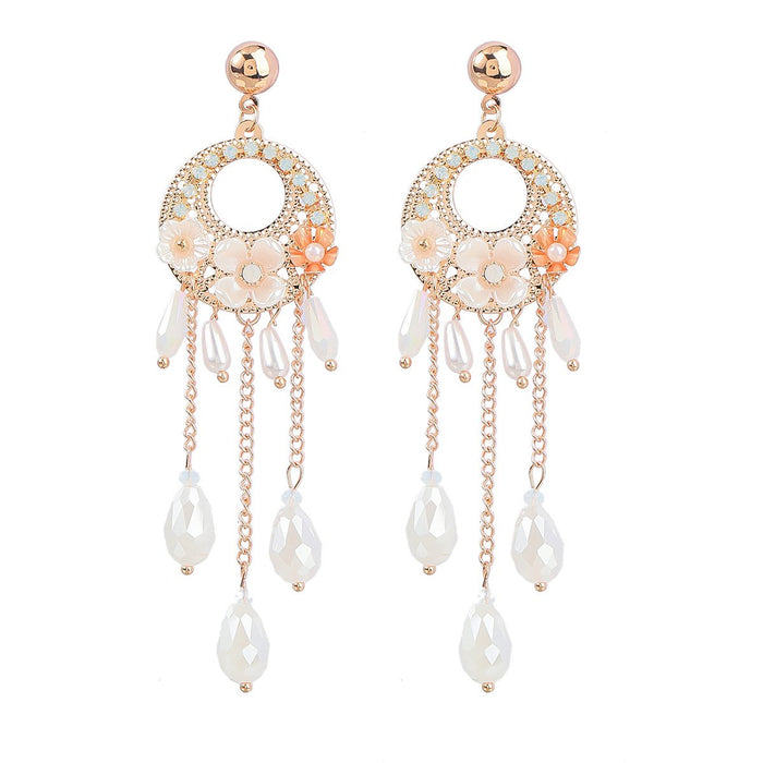 Boho Floral Tassel Drop Earrings