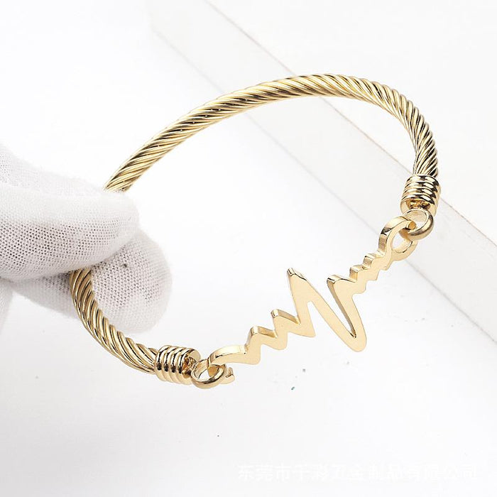 New Titanium Steel ECG Bracelet Fashion Wire Bracelet Bangle