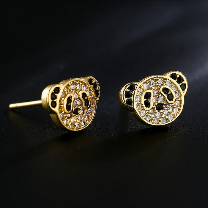 Fashion Personality Gold Color Zircon Cute Animal Stud Earrings