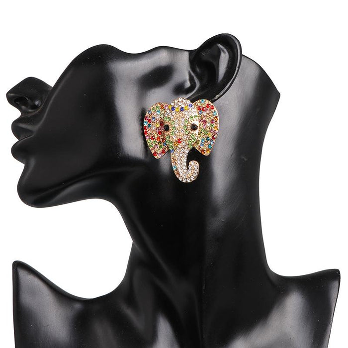 Female Personality Animal Earrings Elephant Earrings Accessories Inlaid Rhinestone