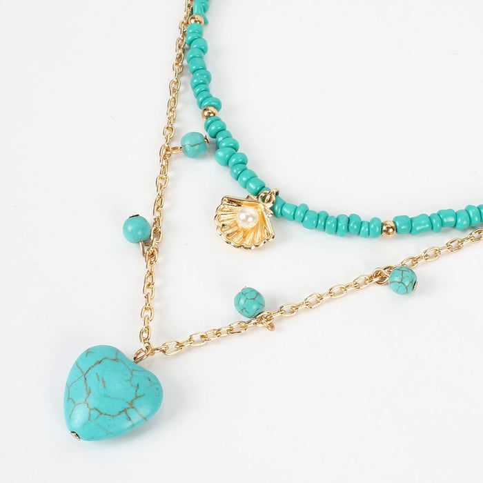 Female Jewelry Personality Love Pendant Pine Stone Necklace Accessories
