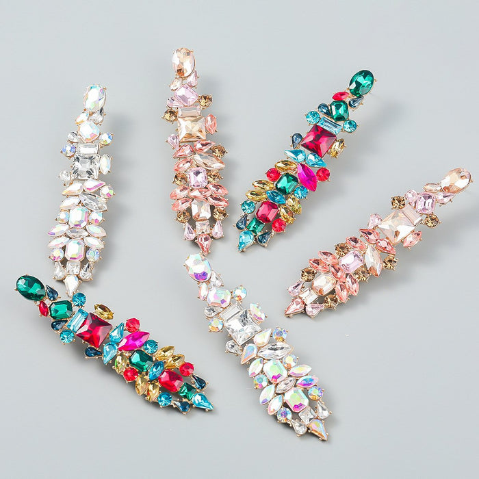 Fashion Exaggerated Rhinestone Long Geometric Earrings