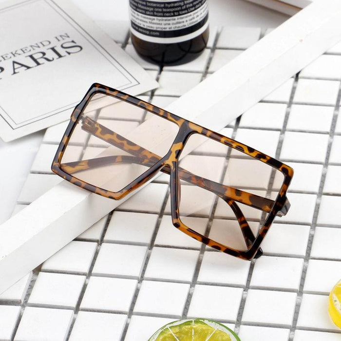 Children's large square glasses leopard Sunglasses