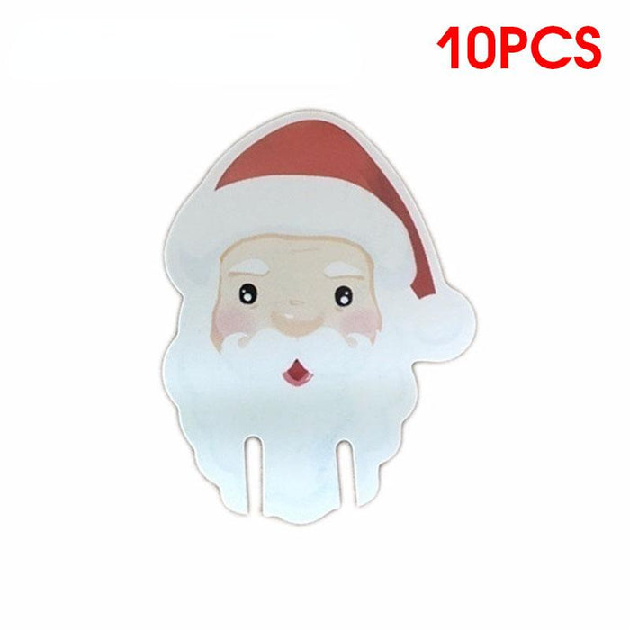 10pcs Wine Cup Card Christmas Decor Santa Hat Glass Decor