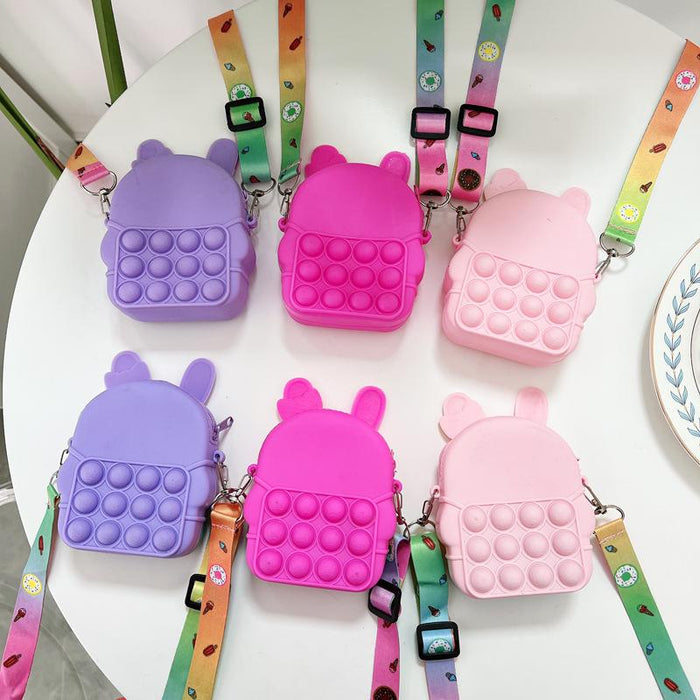 Small bag student with rope silicone toy