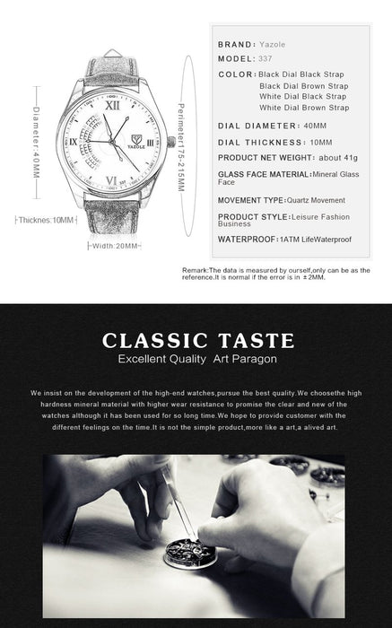 Yazole Watch Three Second Hands Version of High-end Business Designer Quartz Watches