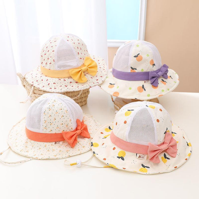Summer Cute Bow Children's Breathable Mesh Fisherman Hat