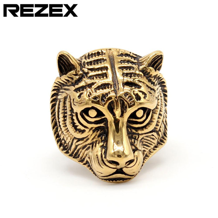 Personalized Tiger Head Men's Titanium Steel Ring Animal Ring