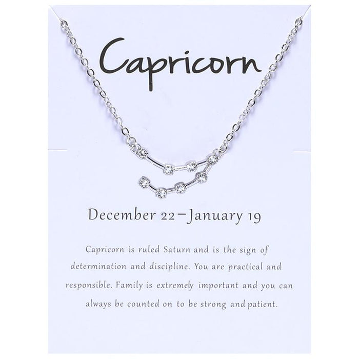 Twelve Constellations Diamond Inlaid Card Clavicle Chain