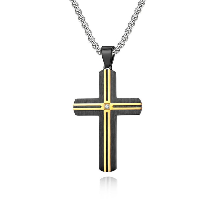 Personalized Titanium Steel Two-color Cross Pendant Necklace